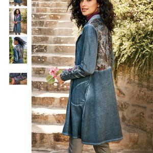 Soft Surroundings Heart of Autumn Jacket Blue Lace 1X NEW